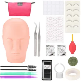 Kit de extensión de pestañas con cabeza de práctica para principiantes, pestañas postizas, maquillaje, pestañas, injerto