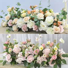 Flores decorativas Casamento Artificial Flower Row Rose Peony Wall Arrangement Supplies Decor for Party Arch Cenário Estrada Citada