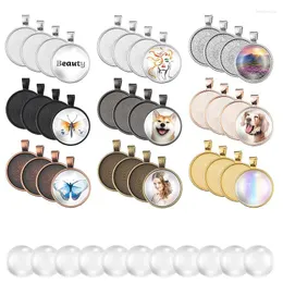 Jewelry Pouches 72 Pcs Sublimation Pendant Trays Set 36 Pieces 9 Colors Round Bezel Blanks With Transparent Glass Cabochons