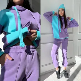 Kadınlar İki Parçalı Pantolon Sokak Giyim Kadın Moda Gündelik Hoodie Sweetpants Set Kişiselleştirilmiş Jogging Pullover Renk Eşleşiyor 2 Parçalı