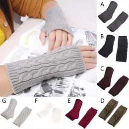 Five Fingers Handschuhe Winter Damen Armstulpen Fingerlose Lange Solide Warme Fäustlinge Gestrickte Schutzwärmer Halbe Finger Ärmel Schwarz Grau