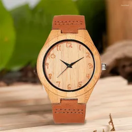 Armbanduhren Minimalistische klassische Herren-Quarzuhr Arabische Ziffern Anzeigeuhr Einfache Mode-Holzuhren für Herren