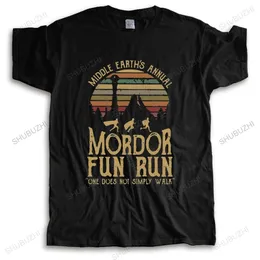 Men's T Shirts men summer brand tshirt cotton t shirt Middle Earths Annual Mordor Fun Run Funny print Mens streetwear Teeshirt 230428