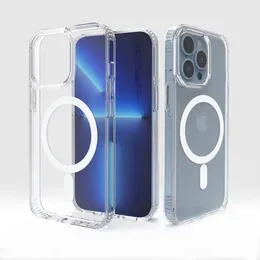 Space Magnetic Phone Cases Kompatibel mit MagSafe für 14 13 12 11 Pro Max XR XS 8 7 6 Plus Samsung S23 Ultra Premium Clear Shockproof Strong Hard Handy Cover