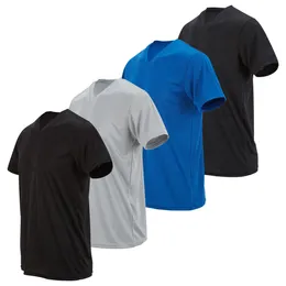 Men é camisetas de desempenho em V, camisetas masculinas de manga curta para exercícios premium pacote de camisetas de desgaste ativo de 4