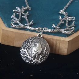 Kedjor vintage häxa gotiska smycken magi raven klassiska skog hänge grenar viking wiccan halsband gåva