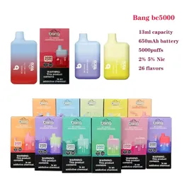 Bang Box BC5000 disposable e-cigarette kit with 24 flavors, 5000 puffs, rechargeable 850mAh battery, pre charged 13ml mesh pod e-cigarette pen