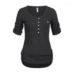 Women's T Shirts 2023 Summer Buttons V-neck Loose Body Suit Tops Women Short Sleeve Casual Female Solid Color Fashion Pocket T-shirt