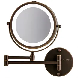 7 Зеркало макияжа на стену зажженного настенного крепления, 7x 7x увеличение, регулируемый двухсторонний круглый светодиод, вытягивание, выдвижение складывающегося рукава, компактный шнур