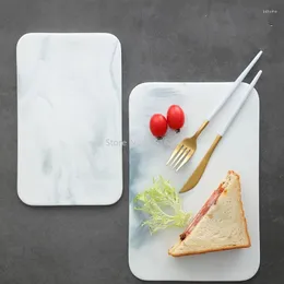 Talerze marmurowa deska do krojenia sera krakersy sushi serwowanie ceramiczne prostokątne taca do przechowywania taca naczynia 10 cali