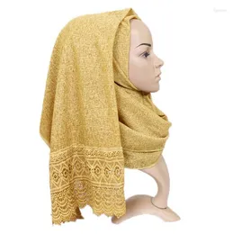 Sciarpe 100 pz/lotto Plain Women Arab Cotton Lace Trim Sciarpa Scialle Pashmina/Hijab Musulmano Lungo Wrap