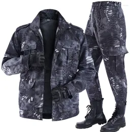 Men's Tracksuits Black Python Pattern Wear-resistant Overalls Labor Insurance Cloth Military Uniform Men's Soft Tracksuit Outdoor