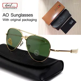 Sonnenbrille Est US Army MILITARY AO Brand Designer Piloten Glaslinse Herren Sonnenbrille Oculos Masculino Mit Original Case Logo