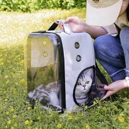 Capas de assento de carro de cachorro Cat Carrier Transparent Bag dobrável Pet Space Backpack de caixa portátil respirável fora 600d PC
