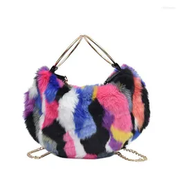 Evening Bags Sweet Girls Handbag Faux Fur Women Messenger Crossbody Large Capacity Party Shoulder Bag Travel Totes Sac A Main