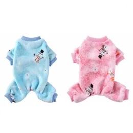 Hundkläder söta 4-ben varma husdjurskläder outfit kläder pyjamas fleece jumpsuit vinter liten snögubbe mönster1