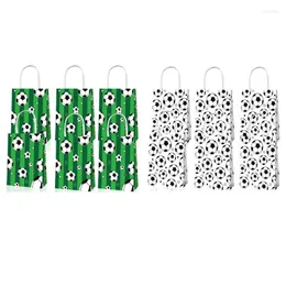 Gift Wrap 1Set Football Black And White Green Grass Party Companion Candy Bag Tote Kraft Paper