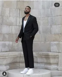 Men's Suits & Blazers Handsome African Black Notch Lapel Men Wedding Tuxedo Terno Masculino Prom Groom Custom 2 Pcs Slim Fit Blazer Jacket P