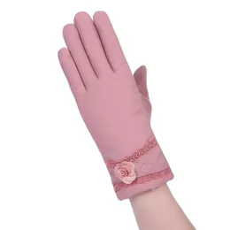 Fem fingrarhandskar vinterkvinnor Kvinna Keep Wart Solid Color Ladies Elegant Plush Wrist Mittens Ski Driving Glove