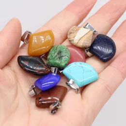 Pendant Necklaces Wholesale Natural Stone Fan Shape For Jewelry Making DIY Necklace Earring Accessories Healing Gemstone Gift 22X23MM