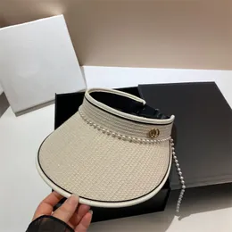 Modaya Mektup Kadınlar Yaz Breeze İnci Zinciri Seyahat Tasarımcısı Visor Kadın Kovası Güneş Şapkası Erkeklerin Açık Güneş Şapkası Snapback Caps Beanie Hat