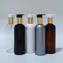 Storage Bottles 20pcs 300ml Plastic PET With Gold Aluminum Lotion Pump Clear White Brown Gray Black Container For Liquid Soap Shower Gel