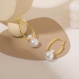 Hoop Earrings Light Luxury Elegant Circle Pearl Piercings DIY Ear Stud Creative Trendy Versatile For Women