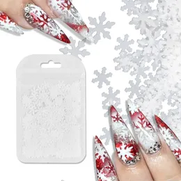 Dekoracje gwoździe pandora uroków płatek śniegu brokatowe cekiny błyszczące paznokcie naklejki 3D cienkie okrągłe płatki lśnią plasterek