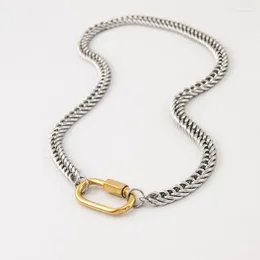 Mbgj Halsketten mit Anhänger für Damen und Herren, Statement-Halskette aus Edelstahl mit Karabinerverschluss, klobige dickere schwere Kette, goldener Schmuck, Halsband