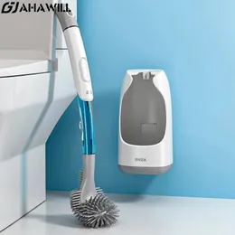 Brushes AHAWILL Silicone Toilet Brush WallMounted Cleaning Brush with Cleaning Tube No Dead Corners Wc Accessories