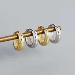 أقراط طوق 925 Sterling Silver Colring Pattern /Rice Grain /Rope Knot Ear Ring Broadside Line Geometry Girl Girl Jewelry