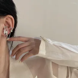 Backs kolczyki kpop vintage srebrny kolor papier klipu Earcuff Fałszne przekłuwanie dla kobiet koreańskie mody faur faux faux kolczyki biżuter