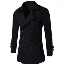 Men's Trench Coats Men British Style Double Breasted Top Coat Mens Long Masculino Male Clothing Classic Drop Overcoat