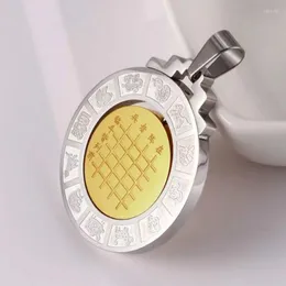 Colares pendentes de aço inoxidável Hip-hop Taoísmo dourado cor 12 zodíaco Diper zircão de zircão Buddhism golete de amule