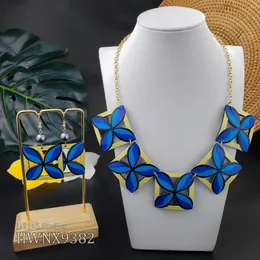 Halsband Örhängen Set Hawaiian Design Akryl Halsband Frangipani Smycken Four Clover Leaf Polynesien Tonga Samoa Smycken