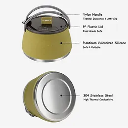1L açık kamp su ısıtıcısı portatif katlanır silikon su ısıtıcısı çay kabı kahve kabı sarı