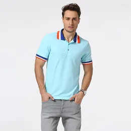 Men's T Shirts LUCLESAM Men's Lapel Color Contrast Screw Collar T-shirt Short Sleeved Polo Shirt Summer Fashion Casual Large Size