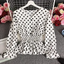 Women's Polos Fashion Polka Dot Womens Tops And Blouses 2023 Spring Autumn Long Sleeve Versatile Causal Shirt Camisas Feminina Korean