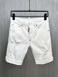 Mäns jeans 2023 Fashion Tide Brand Mäns vattentvätt slitna hål Skaka målarcykel denimshorts D21-1