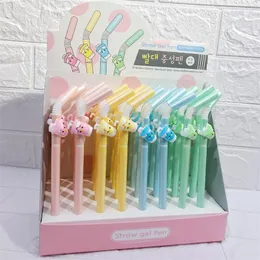 PCS/LOT Creative Milk Tea Straw Gel Pen Kawaii 0,5 mm svart bläck Neutrala pennor PRESITAL PRASKTIONSKOLA SCHOOL Supplies