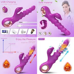Produkte für Erwachsene 3 in 1 Rabbit Thrusting Vibrator für Frauen Klitoris Stimulator Leistungsstarke Heizung Dildo Vibratoren Female Sexy Toys für Erwachsene 18 230316