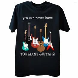 Camisetas masculinas Você nunca pode ter muitas guitarras de guitarra de guitarra elétrica estilo de manga curta casual mass de algodão camisetas de algodão