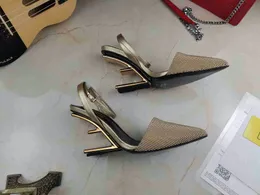 Designer luxury dress shoes high-heeled chunky pumps woman diamond fashion shoes Women's F First sandal F heel sling back sandals size 35-42