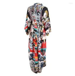 Abbigliamento etnico Kimono tradizionale giapponese Yukata Accappatoio vintage Streetwear Haori Donna Cardigan con cintura a vita alta stile Ukiyoe Giappone
