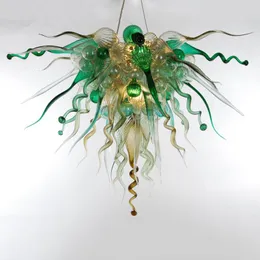 Chandeliers Luxury Pendant Lamps For Ceiling Living Room Bedroom Dining Luminaire Green Art Blown Glass Chandelier Light Fixtures