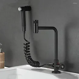 Küchenarmaturen 304 Edelstahl Waschbecken Wasserhahn Nickel gebürstet/Schwarz Single Cold Tap Stream Sprayer Head Wandinstallation