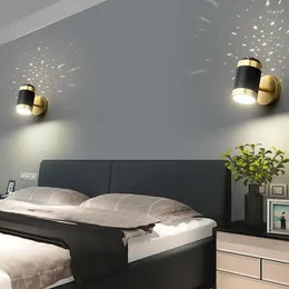 벽 램프 현대식 별 프로젝션 AC 110V 220V 실내 침대 옆 하늘 배경 램프 간단한 연구 분위기 조명