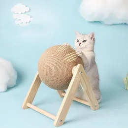 おもちゃ猫のおもちゃのひっかくボール猫のスクラッチヘンプロープボールクライミングフレーム木製のスクラッチポスト摩耗性ペット家具補給品