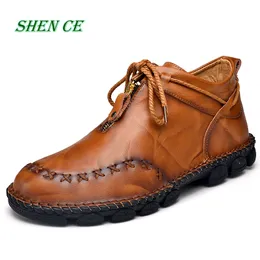 YEINSHAARS Winter Boots Men Genuine Leather Ankle Boots Top Quality Warm Snow Boots Men Fashion Boots Chaussure Homme 38-48