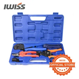 Tang Iwiss Solar Crimping Tool Kit med Wire Cable Cutter Stripper MC3 Crimper Connectors Assembly Tool Solar PV Panel Set